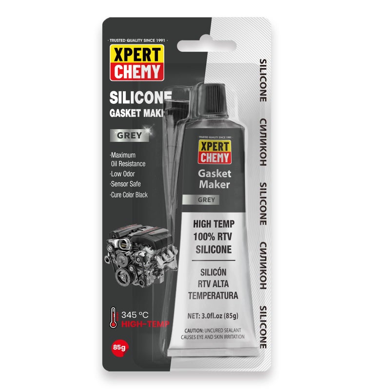 XPERTCHEMY RTV Silicone Gasket Maker High Temp Silicone Sealant for Automotive AntiFreeze RTV Resist Oil for Bonding Internal Combustion Steam Turbines Engines Gearboxes Pumps Grey - Image 3
