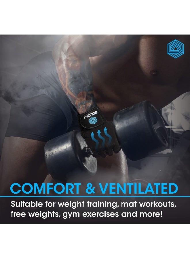 BOLDFIT قفازات رياضية للرجال دعم المعصم قفازات رياضية لرفع الأثقال قفازات رياضية للنساء ملحقات رياضية للرجال قفازات اليد للتمارين الرياضية للنساء قفازات للتمارين الرياضية، كبير - Image 3