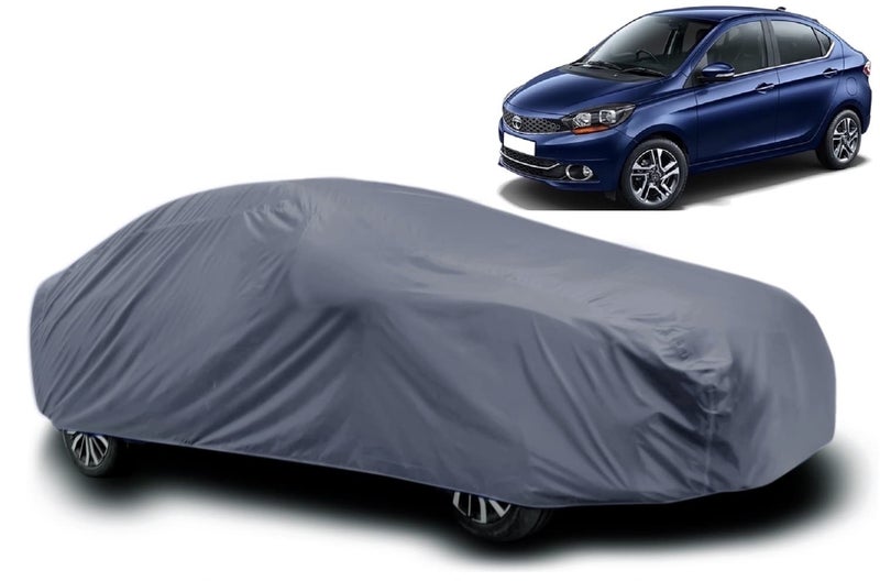 PODWILS Tata Tigor Car Cover Waterproof / Tata Tigor Body Cover Waterproof / Tata Tigor Car Cover / Car Cover Tata Tigor / Car Body Cover Tata Tigor With Triple Stitched Fully Elastic Ultra Surface Body Protection (Grey) - Image 1