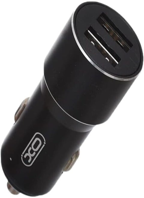 XO TZ09 Car Charger Suit And Lightning Cable With 2.1A Max 12W Output And 2 USB Output 1000MM Set Of 2 Pieces - Black
