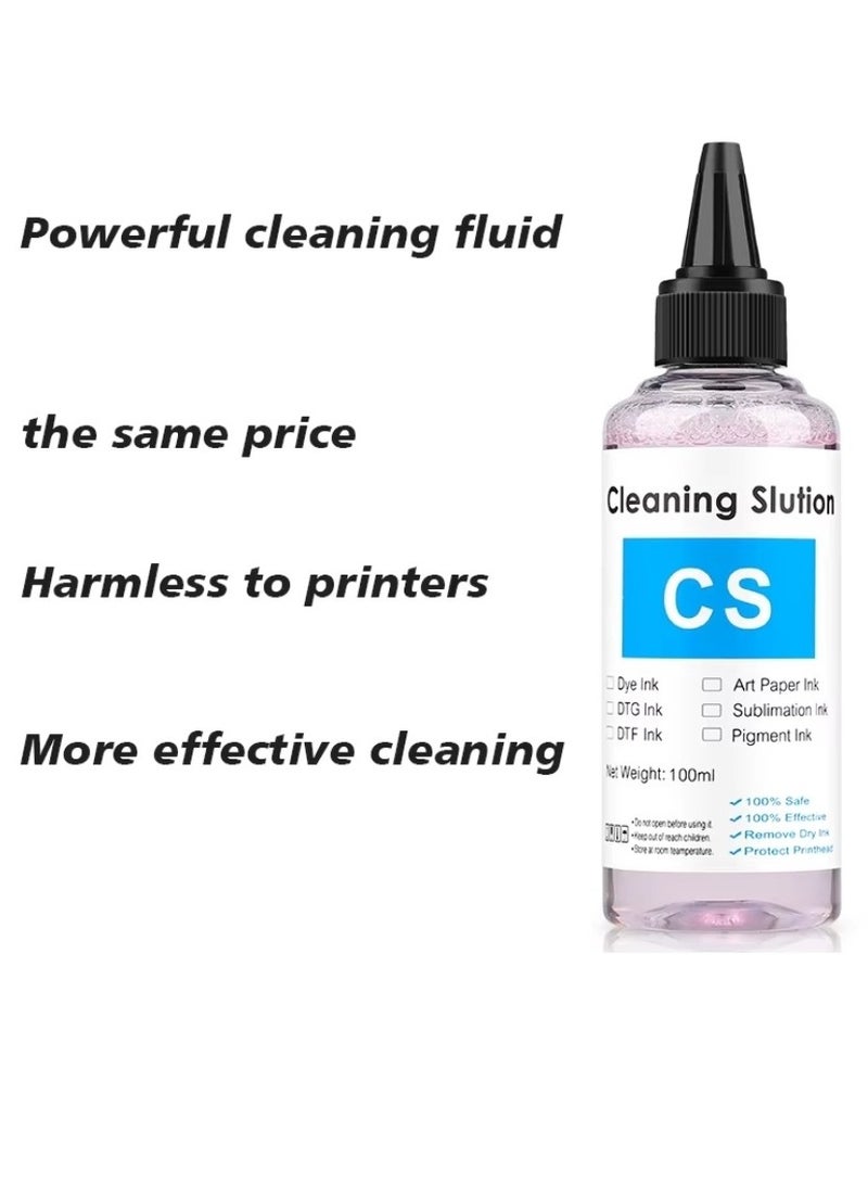 Printer Cleaning Kit Cleaning Solution For Pigment Sublimation Dye ink Printhead Cleaning Kit for Inkjet Printers HP Brother Epson Canon WF-7710 WF-3640 7620 8600 8610 8620 WF-2750 WF-2650 ET-2750 ET-2650 C88 Liquid Printers Nozzle（100ml）  - Image 4