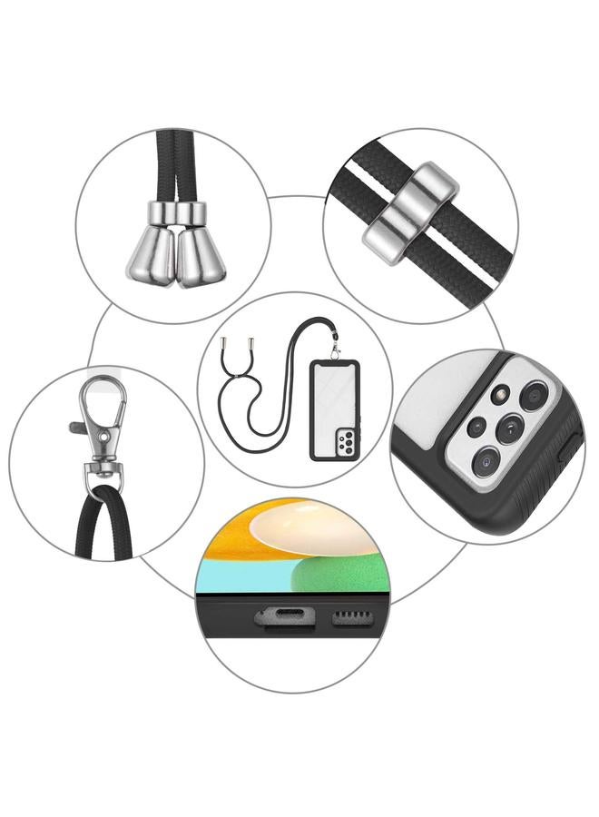 اس-توب جراب لهاتف Samsung Galaxy A53 5G Starry Sky بلون سادة مقاوم للصدمات من البولي كربونات + جراب هاتف واقٍ من مادة TPU مع حزام للرقبة - Image 4