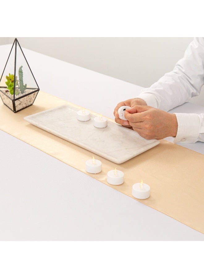 Restaurantware Fire Tek Flameless Tea Candles, 10 Battery Operated Tea Lights - LED, Electric, White Plastic Flickering Tea Lights, Fake Tea Candles For Weddings, Parties, or Home Decor, Realistic - Image 5