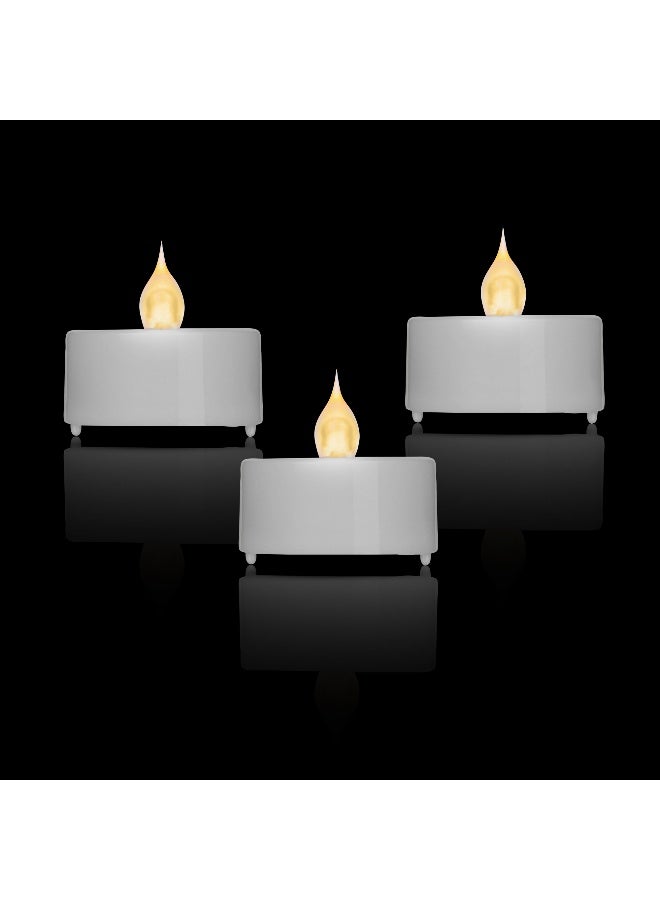 Restaurantware Fire Tek Flameless Tea Candles, 10 Battery Operated Tea Lights - LED, Electric, White Plastic Flickering Tea Lights, Fake Tea Candles For Weddings, Parties, or Home Decor, Realistic - Image 2