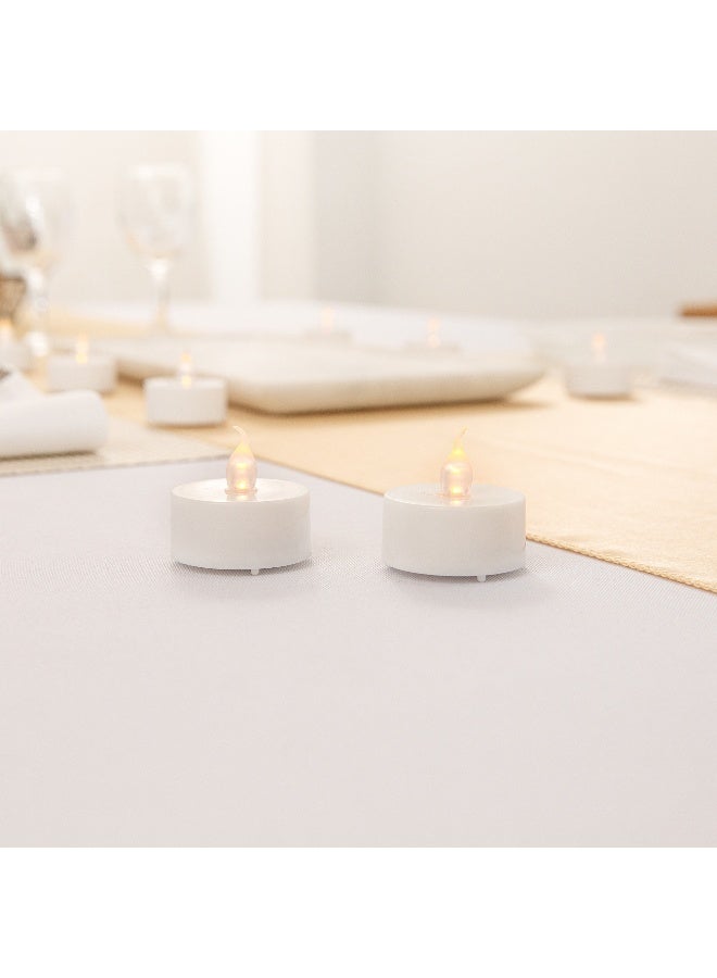Restaurantware Fire Tek Flameless Tea Candles, 10 Battery Operated Tea Lights - LED, Electric, White Plastic Flickering Tea Lights, Fake Tea Candles For Weddings, Parties, or Home Decor, Realistic - Image 4
