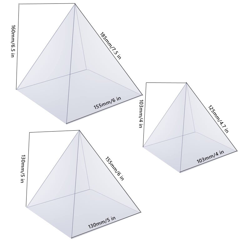 AOEDEO Super Large Clear Silicone Pyramid Molds - 3 Pcs, 4.7''-7.5'' Inner, Silicone Resin Molds for DIY Orgonite, Orgonite Jewelry - Image 2