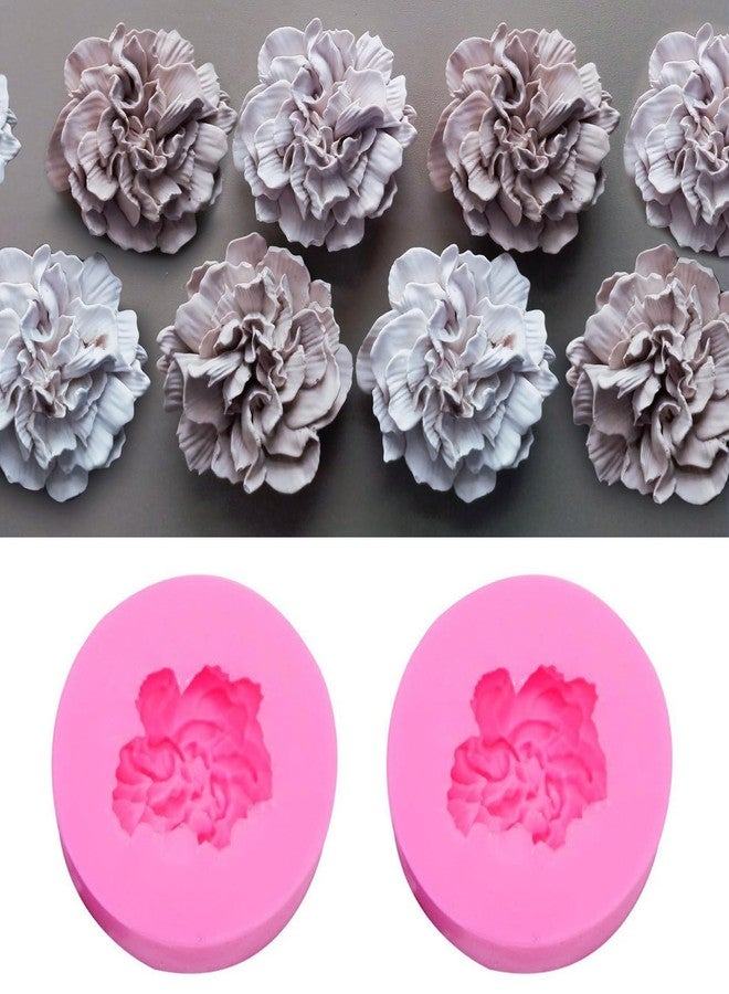 Wehous 2PCS Carnation Flower Candle Molds, 3D Flower Fondant Chocolate Cake Cupcake Topper Decoration Mold, Cute Floral Epoxy Resin Candle Soap Wax Concrete Polymer Clay Casting Craft Mould - Image 1