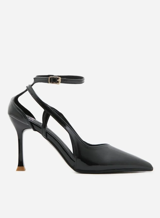 سنيك ايه بيك حذاء بامب سادة بكعب ستيليتو وسير كاحل