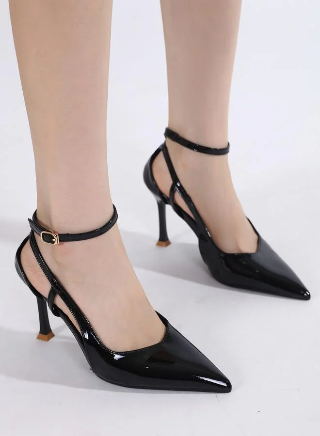 سنيك ايه بيك حذاء بامب سادة بكعب ستيليتو وسير كاحل