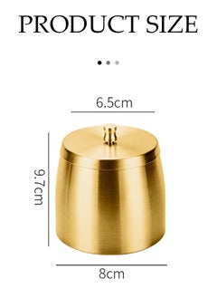 DUNISO Stainless steel ashtray, portable anti drop ashtray, windproof and anti odor ashtray, with lid，suitable for terraces, homes, offices, living rooms, outdoor, 6.5 * 9.7 * 8cm, gold  - Image 2
