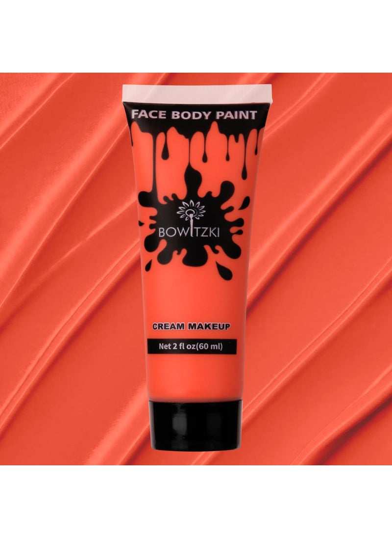 Bowitzki Bowitzki Face and Body Paint 2oz Cream Makeup 60ml Water Based Face Painting Special Effects For Adults Children Kids Halloween Christmas Party Stage Cosplay (Orange) 