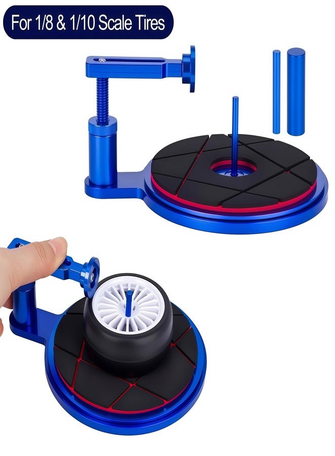 امك أداة لصق إطارات السيارات التي تعمل بالتحكم عن بعد، حامل لصق إطارات قابل للتعديل مصنوع من الألومنيوم لسيارات التحكم عن بعد بمقياس 1/10 و 1/8، مناسب لإطارات السيارات التي تعمل بالتحكم عن بعد مقاس 40 مم وأصغر (أسود) - Image 2