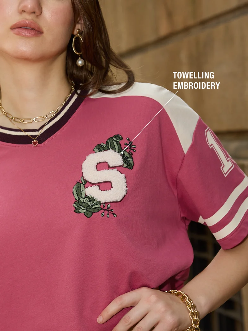 The Souled Store The Souled Store Women Soul Squad Embroidered Multicolour Oversized Fit T-Shirts