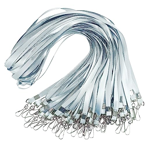 Korty Bulk Lanyards Lanyards for ID BadgesLanyards with Swivel Hook Clips for Name Tag Lanyard ID Holder Silver 100 packs - Image 1