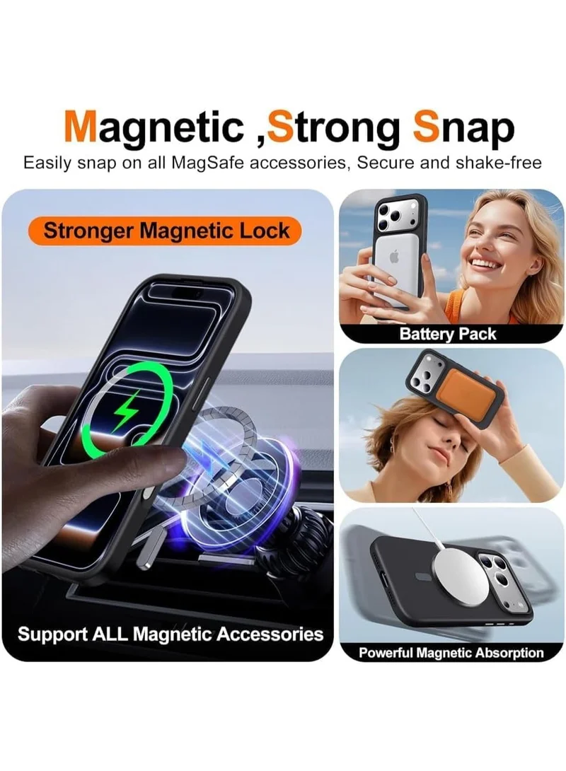 Mobcos  New iPhone 17 Pro Black Luxury Magnetic Compatible for iPhone Series – Shockproof, Slim Fit, Soft-Touch Protective Cover with Magnetic Wireless Charging Support  | Best Price UAE