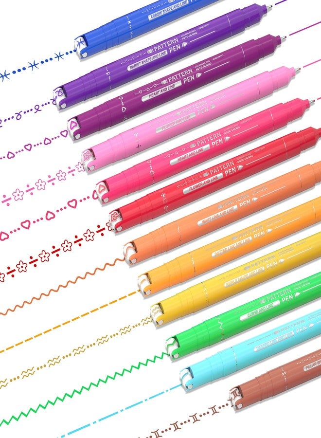 AOROKI 12 Colored Curve Highlighter Pen Set, 10 Different Shapes Dual Tip Markers Cool Pens for Journal Planner Scrapbook Art Office School Supplies for Kids Adults Journaling Drawing Note Taking - Image 1