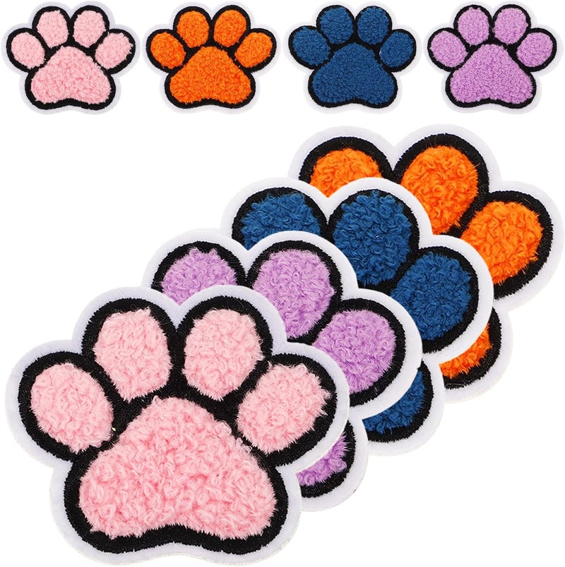 Uonlytech 8pcs Small Paw Adhesive Embroidered Applique Patches for Clothes Coat Supply Daily Use Fabric Repair Decorative Craft Accessories - Image 1