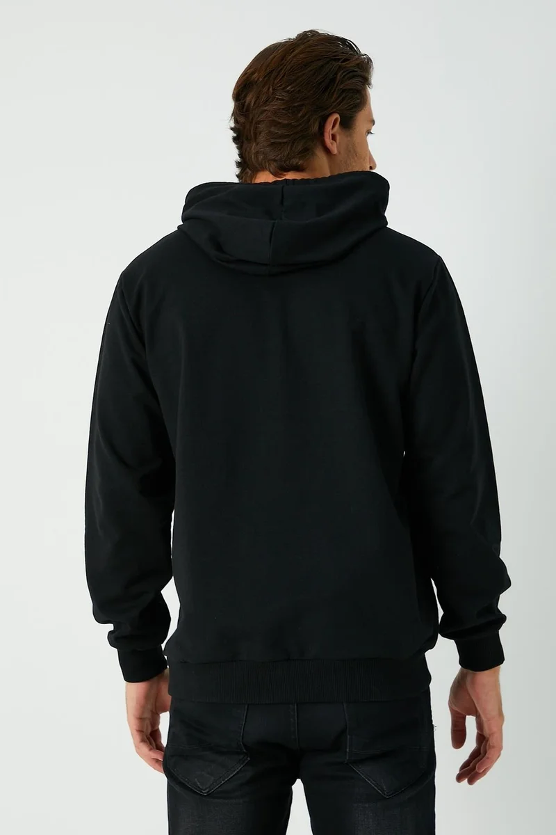 mmetalic Black Men's Hooded Kangaroo Pocket Sweatshirt