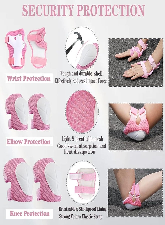 PapaBear Papa Bear Adjustable Skating Protection Kit with Helmet, Knee Elbow Wrist Pads | 6-Piece Safety Gear Set for Kids, Youth & Adults | Ideal for Skating, Skateboarding & Cycling w Stickers (Pink) - Image 4