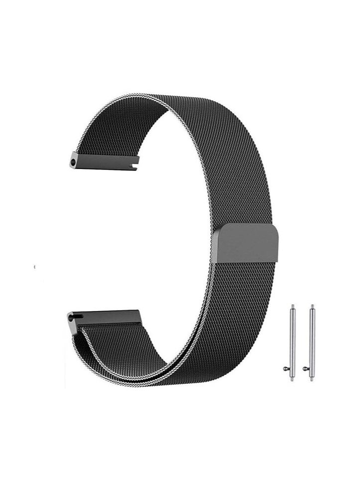 Generic - 22mm Milanese Loop Watch Band Magnetic Closure Mesh Stainless Steel Replacement Strap for Samsung Gear S3 Frontier / S3 Classic/Huawei Watch 2 Classic - (Black) - Image 1