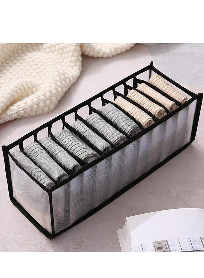 Meetion منظم أدراج مكون من قطعة واحدة، منظم تخزين الملابس الداخلية ومنظم الخزانة ومقسم أدراج قابل للغسل للصدريات والملابس الداخلية والجوارب والربطات (أسود) - Image 1