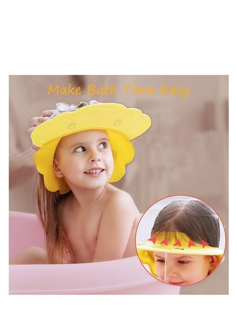 FASHION - Baby Shower Cap Yellow Adjustable Silicone Shampoo Bath Cap Waterproof Bathing Hat Infants Soft Shampoo Hat Soft Protection Safety Protect Eye Ear For Infants Toddlers Kids Children - Image 1