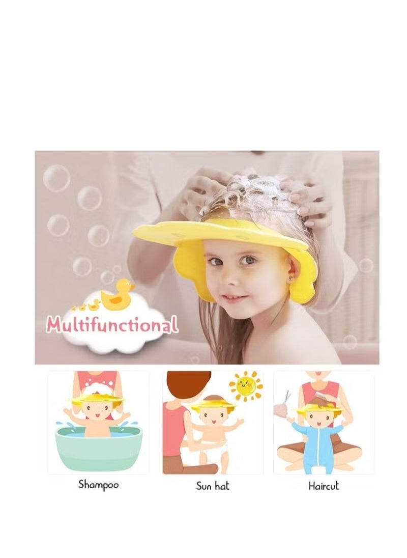 FASHION - Baby Shower Cap Yellow Adjustable Silicone Shampoo Bath Cap Waterproof Bathing Hat Infants Soft Shampoo Hat Soft Protection Safety Protect Eye Ear For Infants Toddlers Kids Children - Image 1