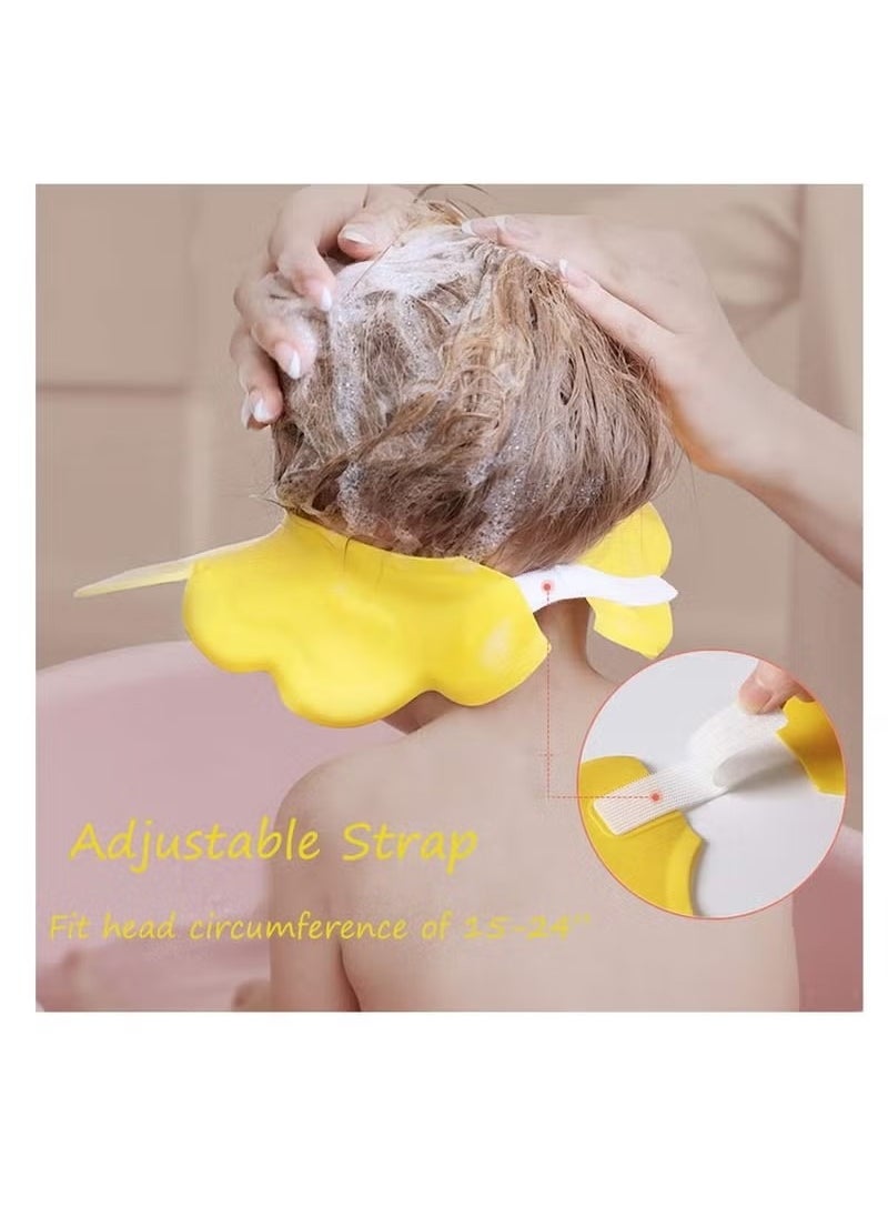 FASHION - Baby Shower Cap Yellow Adjustable Silicone Shampoo Bath Cap Waterproof Bathing Hat Infants Soft Shampoo Hat Soft Protection Safety Protect Eye Ear For Infants Toddlers Kids Children - Image 1