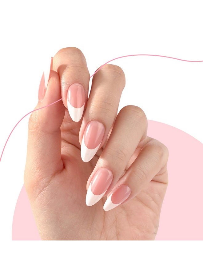 Canvalite French Tip Press On Nails Gel Nail Tips - 300Pcs Pre-Colored Quick And Easy Press On Nails Almond Fake Nails With Designs Diy Nail Extensions, Pink White  - Image 2