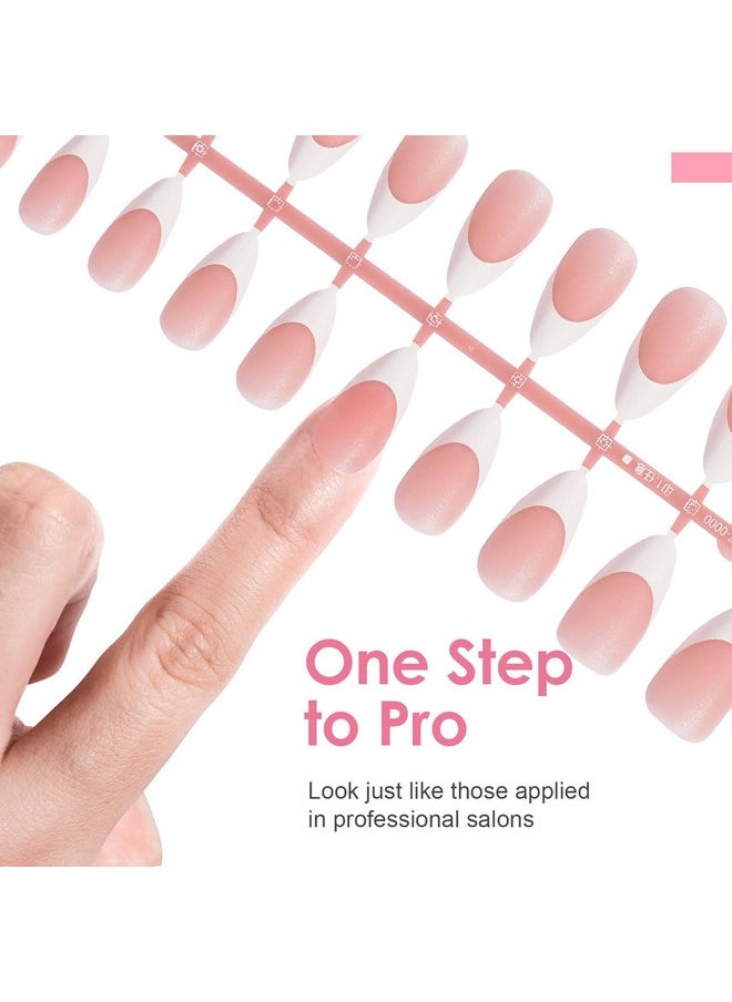 Canvalite French Tip Press On Nails Gel Nail Tips - 300Pcs Pre-Colored Quick And Easy Press On Nails Almond Fake Nails With Designs Diy Nail Extensions, Pink White  - Image 3
