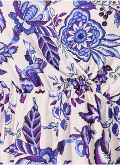 Styli Plus Size All-Over Printed Wrap Look A-Line Midi Dress  - Image 4