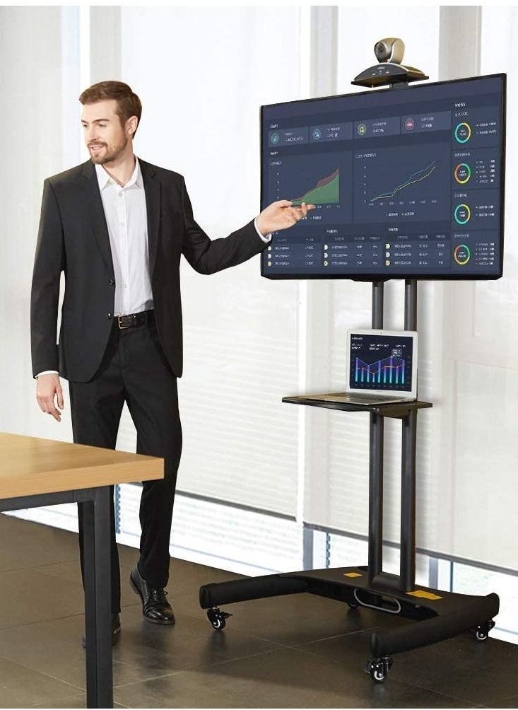 Mobile TV Stand With Lockable Wheels For 32-65 Inch TVs Black - Image 3