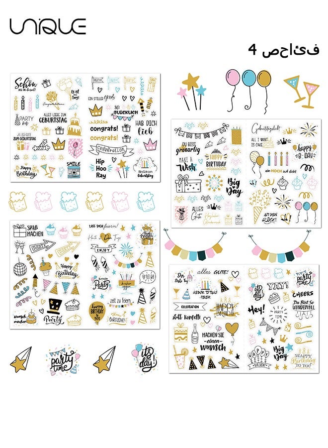 Unique 4 Sheet Happy Birthday Scrapbook Stickers, Vinyl Waterproof Stickers for Water Bottles Laptop Phone Computer Guitar, Gifts for Teens, Girls, Fans - Image 1