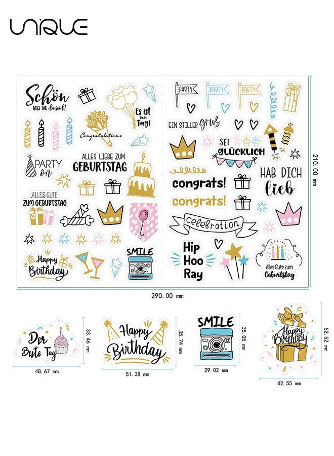 Unique 4 Sheet Happy Birthday Scrapbook Stickers, Vinyl Waterproof Stickers for Water Bottles Laptop Phone Computer Guitar, Gifts for Teens, Girls, Fans - Image 2