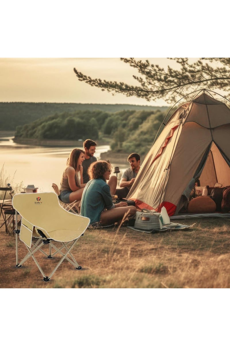 Toby's New Folding Camping Chair Support 330 LBS, Portable Wide Lawn Chairs with Side Pocket - Image 2