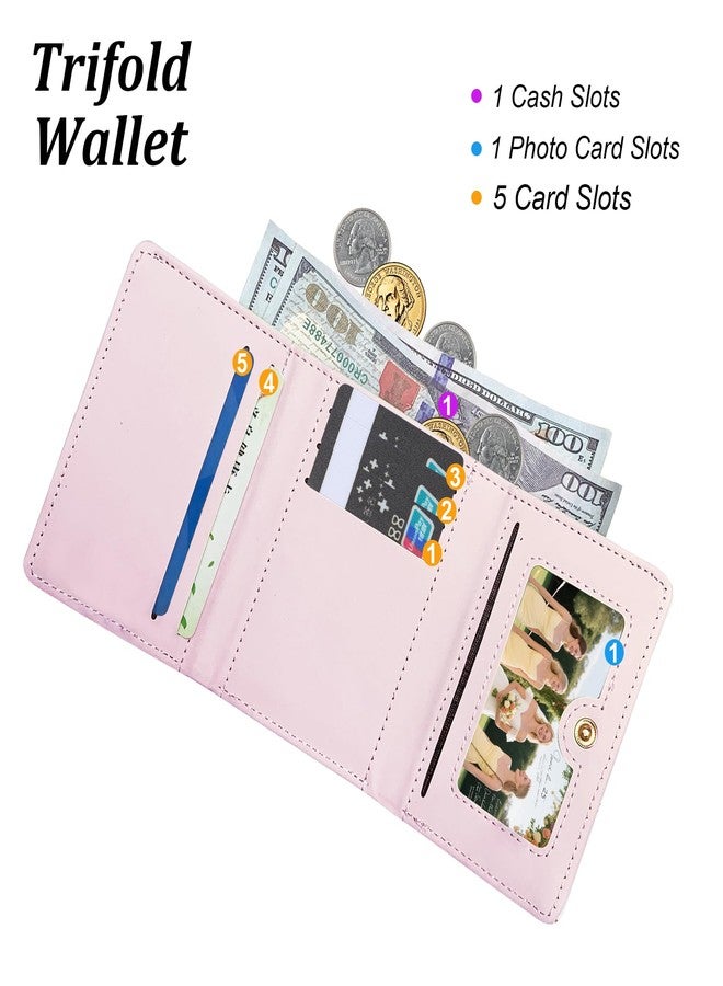 LJCZKA Small Wallet for Women Floral Coquette Bow Cute Wallet Girls Trifold Leather Card Holder Short Purse with ID Window (Black) - Image 3