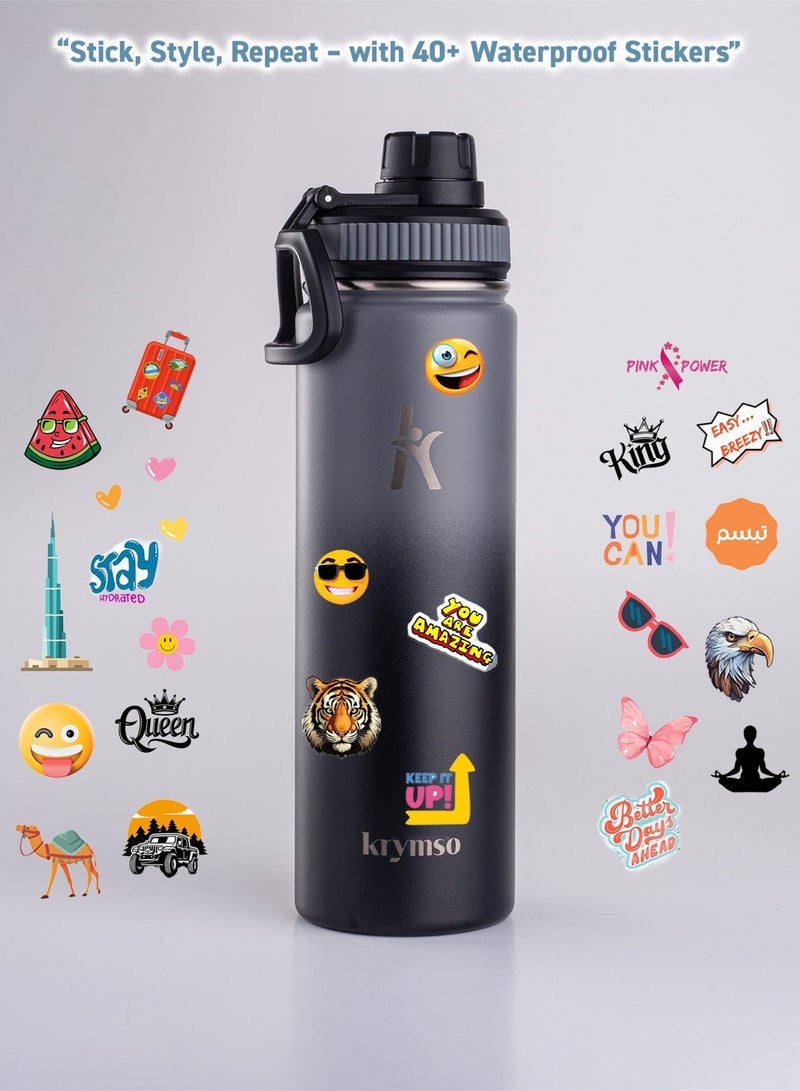 KRYMSO 650ml Stainless Steel Water Bottle, Sports Bottle with Straw, Double Wall Insulated Water Bottle, Thermos Flask, Water Bottle for kids, Gym - Image 5