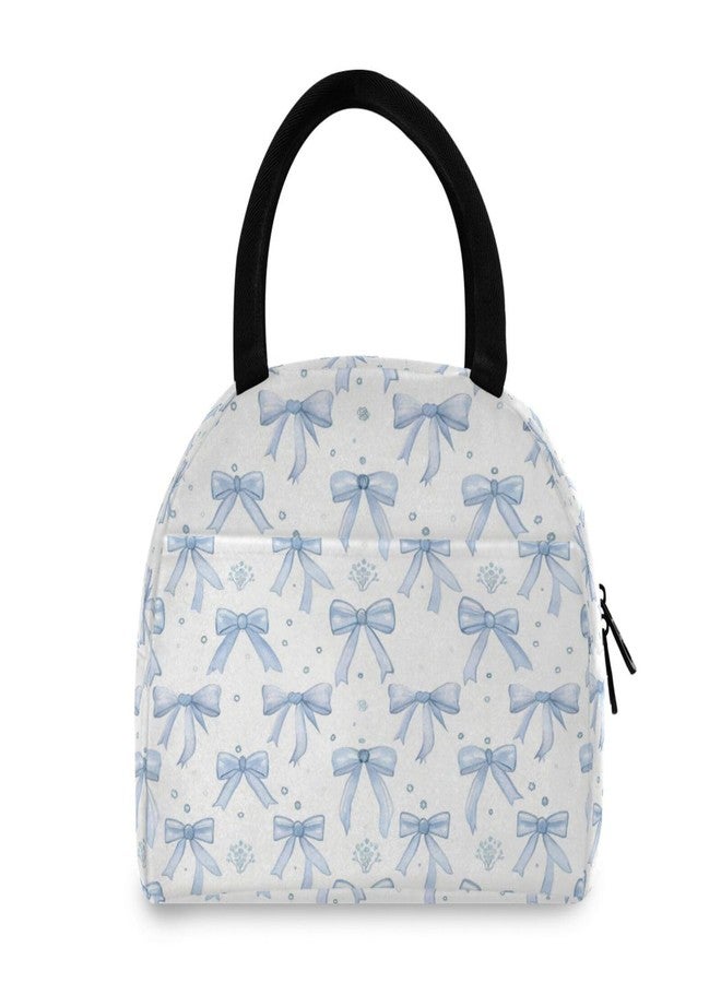KEEPREAL Blue Bows Insulated Lunch Bag for Women & Men - Waterproof Reusable Cooler Tote for Work, Picnic, Beach or Travel Lunch Box - Image 2