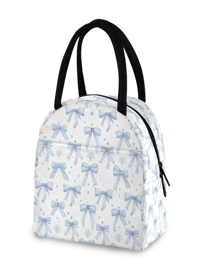KEEPREAL Blue Bows Insulated Lunch Bag for Women & Men - Waterproof Reusable Cooler Tote for Work, Picnic, Beach or Travel Lunch Box - Image 1