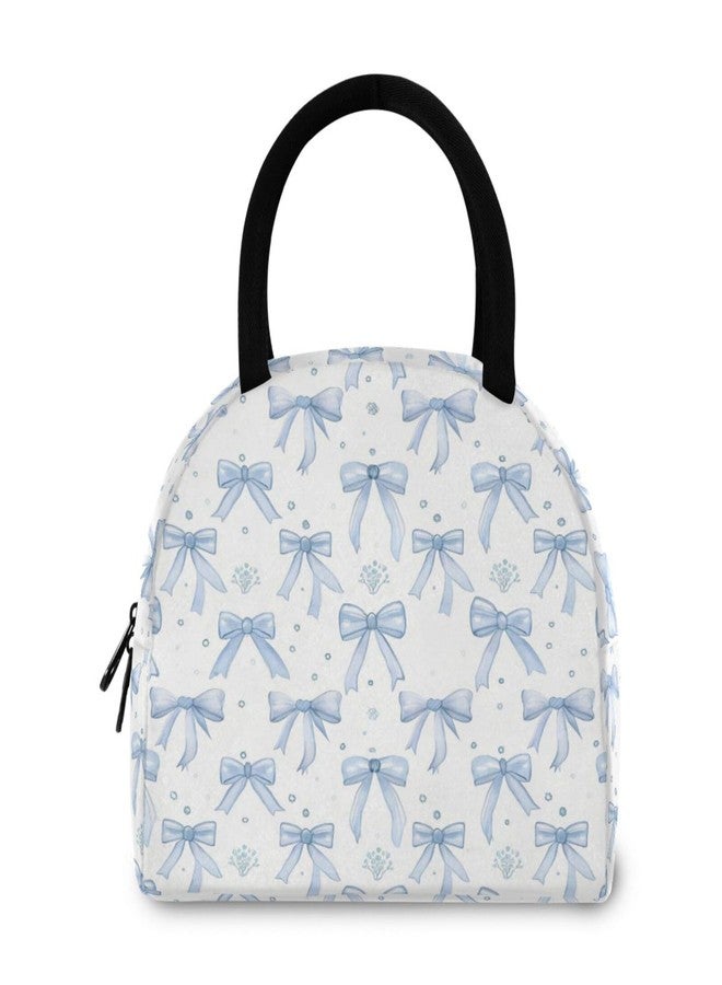 KEEPREAL Blue Bows Insulated Lunch Bag for Women & Men - Waterproof Reusable Cooler Tote for Work, Picnic, Beach or Travel Lunch Box - Image 3