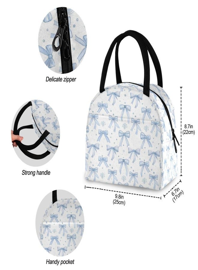 KEEPREAL Blue Bows Insulated Lunch Bag for Women & Men - Waterproof Reusable Cooler Tote for Work, Picnic, Beach or Travel Lunch Box - Image 4