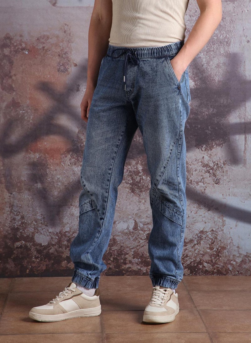 Hubberholme Men Pure Cotton Comfort Relaxed Fit Mid-Rise Jogger Jeans - Image 5