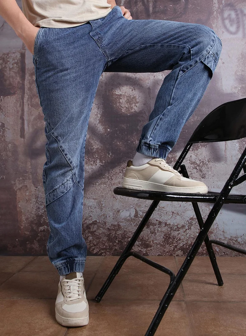 Hubberholme Men Pure Cotton Comfort Relaxed Fit Mid-Rise Jogger Jeans