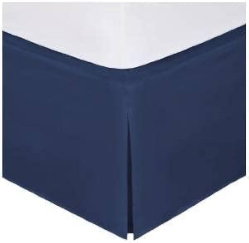 Fancy Linen Fancy Collection Full Size Easy Care Tailored Microfiber 14-inch Bed Skirt Solid Navy Blue New - Image 1