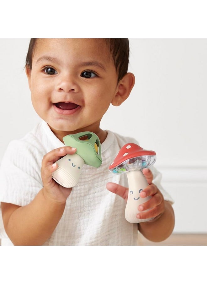 Itzy Ritzy Itzy Ritzy Mini Maracas Musical Rattle Toy - Sensory Baby Toy with Rattle Beads & Jingle Ball for Motor Skills & Auditory Development - for Ages 0 Months and Up (Mushroom)  - Image 2