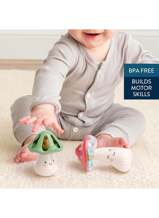 Itzy Ritzy Itzy Ritzy Mini Maracas Musical Rattle Toy - Sensory Baby Toy with Rattle Beads & Jingle Ball for Motor Skills & Auditory Development - for Ages 0 Months and Up (Mushroom)  - Image 5