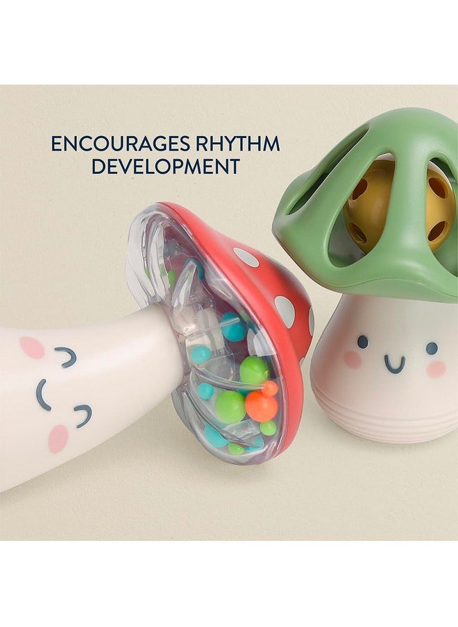 Itzy Ritzy Itzy Ritzy Mini Maracas Musical Rattle Toy - Sensory Baby Toy with Rattle Beads & Jingle Ball for Motor Skills & Auditory Development - for Ages 0 Months and Up (Mushroom)  - Image 4