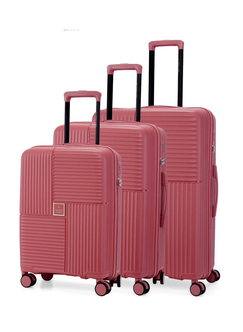 nasher miles Nasher Miles Singapore Hard-Sided Polypropylene Luggage Set of 3 Rose Gold Trolley Bags (55, 65 & 75 )  - Image 1