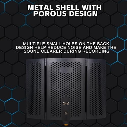 MOCKING BIRD 5-Panel Metal Microphone Isolation Shield with Pop Filter - Portable Vocal Booth with High-Density Absorbent Foam - Foldable Sound Proofing for Home Studio - Pro Mic Shield for Recording - Image 4
