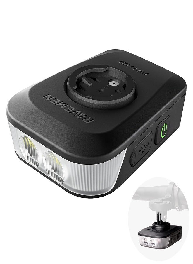 RAVEMEN FR1100 SE Bike Headlight Compatible with Garmin/Wahoo/Bryton Computers, 270° Wide-Angled Bicycle Front Light for Night Urban Riding & Daytime Warning, Auto On and Off, Up to 46H, 6 Modes - Image 1